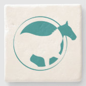 Blauwgroen paardencirkel stenen onderzetter (Voorkant)