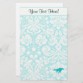 Blauwgroen paardenraces briefpapier (Voorkant / Achterkant)