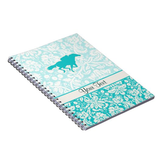 Blauwgroen paardenraces notitieboek (Rechterzijde)