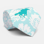 Blauwgroen paardenraces stropdas (Opgerold)