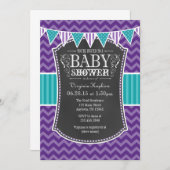 Blauwgroen Paars Chalkboard Chevron Baby shower In Kaart (Voorkant / Achterkant)