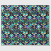 Blauwgroen, Paars en Gold Peacock Glas in lood Cadeaupapier (Vlak)