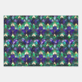 Blauwgroen, Paars en Gold Peacock Glas in lood Inpakpapier Vel (Voorkant)