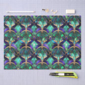 Blauwgroen, Paars en Gold Peacock Glas in lood Tissuepapier (Craft)