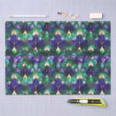Blauwgroen, Paars en Gold Peacock Glas in lood Tissuepapier (Craft)