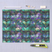 Blauwgroen, Paars en Gold Peacock Glas in lood Tissuepapier (Craft)