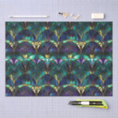 Blauwgroen, Paars en Gold Peacock Glas in lood Tissuepapier (Craft)