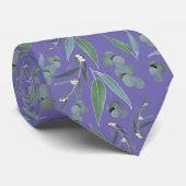 Blauwgroen Paars Eucalyptus Greenery Pattern Stropdas (Opgerold)