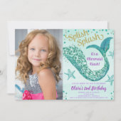 Blauwgroen paars goudglitter foto van Mermaid Kaart (Voorkant)