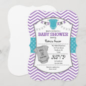 Blauwgroen Paars Gray Chevron Baby shower Uitnodig Kaart (Voorkant / Achterkant)