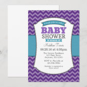 Blauwgroen Paars Gray Chevron Baby shower Uitnodig Kaart (Voorkant / Achterkant)