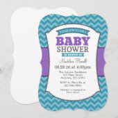 Blauwgroen Paars Gray Chevron Baby shower Uitnodig Kaart (Voorkant / Achterkant)