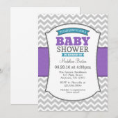 Blauwgroen Paars Gray Chevron Baby shower Uitnodig Kaart (Voorkant / Achterkant)