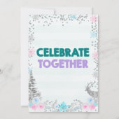 Blauwgroen Paars Joint of Twins Winter Thmed Birth Kaart (Achterkant)