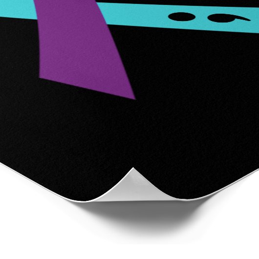 Blauwgroen Paars koolstof semicolon: zelfmoordprev Poster (Hoek)