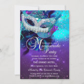 Blauwgroen Paars masker Masquerade Birthday 2 Kaart (Voorkant)