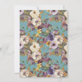Blauwgroen Paars Mustard Ivory Floral 95e verjaard Kaart (Achterkant)