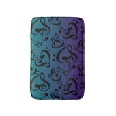 Blauwgroen Paars Ombre Music Note Clef Hearts Patt Badmat (Voorkant Verticaal)