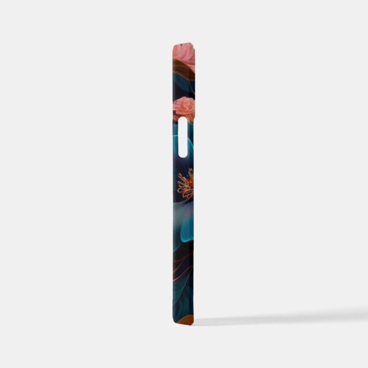 Blauwgroen Paars Peach Wildbloemen AI Art iPhone Hoesje (Rechterkant)