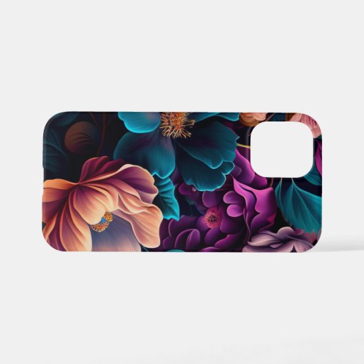 Blauwgroen Paars Peach Wildbloemen AI Art iPhone Hoesje (Achterkant horizontaal)