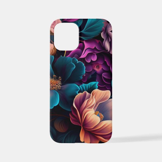 Blauwgroen Paars Peach Wildbloemen AI Art iPhone Hoesje (Achterkant)