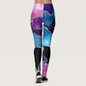 Blauwgroen Paars Silver Black gemarmerd Agate en G Leggings (Achterkant)