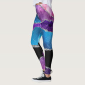 Blauwgroen Paars Silver Black gemarmerd Agate en G Leggings (Links)