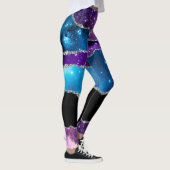 Blauwgroen Paars Silver Black gemarmerd Agate en G Leggings (Rechts)