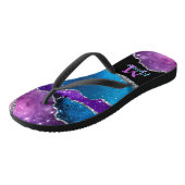 Blauwgroen Paars Silver Black gemarmerd Agate en G Teenslippers (Schuin)