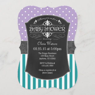 Blauwgroen Paars Stripes Baby shower van chromobas Kaart