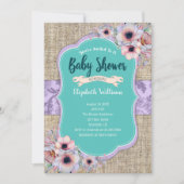 Blauwgroen Paars Waterverf Bloemen Baby shower Kaart (Voorkant)