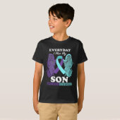 Blauwgroen Paars Wing Miss Love Son Suicide Preven T-shirt (Voorkant volledig)