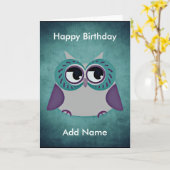 Blauwgroen & Paarse Aangepaste Verjaardag Kaart (Gele Bloem)