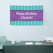 Blauwgroen Paarse Aqua Blue Lavender Birthday Bann Spandoek (Beurs)