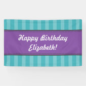 Blauwgroen Paarse Aqua Blue Lavender Birthday Bann Spandoek (Horizontaal)