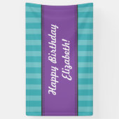 Blauwgroen Paarse Aqua Blue Lavender Birthday Bann Spandoek (Verticaal)