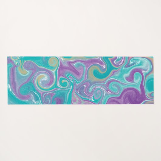 Blauwgroen, Paarse, blauwe en goudzweerfluïde kuns Yogamat (Achterkant (horizontaal))