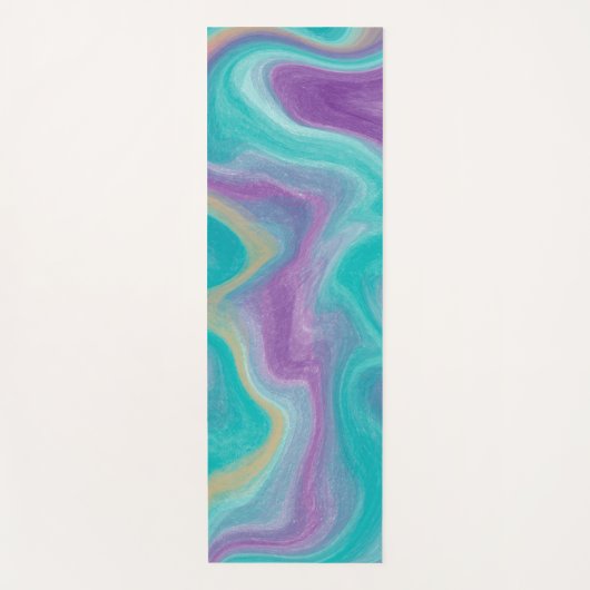 Blauwgroen, Paarse, blauwe en goudzweerfluïde kuns Yogamat (Voorkant)