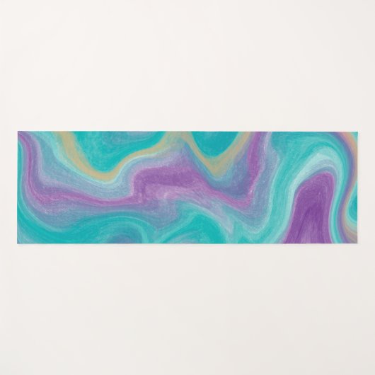 Blauwgroen, Paarse, blauwe en goudzweerfluïde kuns Yogamat (Voorkant (horizontaal))