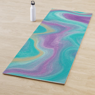 Blauwgroen, Paarse, blauwe en goudzweerfluïde kuns Yogamat