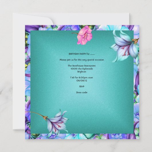 Blauwgroen Paarse blauwe roze vlinder Birthday Par Kaart (Achterkant)