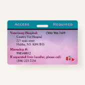 Blauwgroen/Paarse dienst hond ID-kaart Badge (Achterkant)