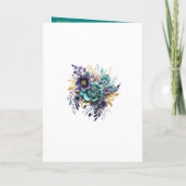 Blauwgroen, Paarse en gouden bloemenbruiloft Programma (Achterkant)