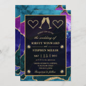 Blauwgroen, Paarse en goudglitter Peacock Agate We Kaart (Voorkant / Achterkant)