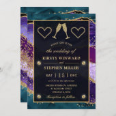 Blauwgroen, Paarse en goudparelbruding Kaart (Voorkant / Achterkant)