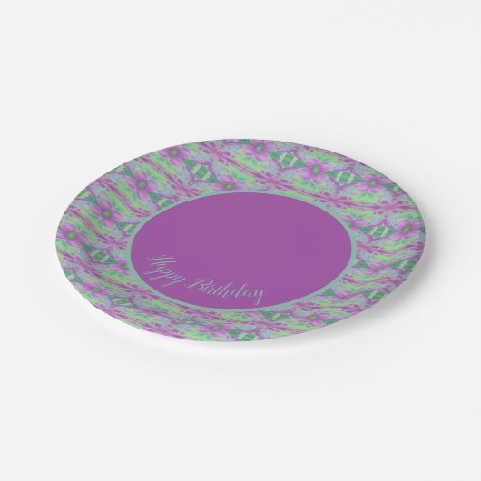 Blauwgroen Paarse en limoen Groenboek Verjaardag B Papieren Bordje (Gekanteld)