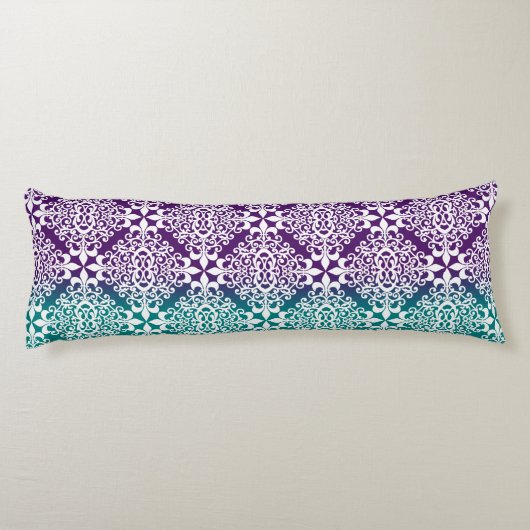  Blauwgroen Paarse en witte schade Lichaamskussen (Achterkant)