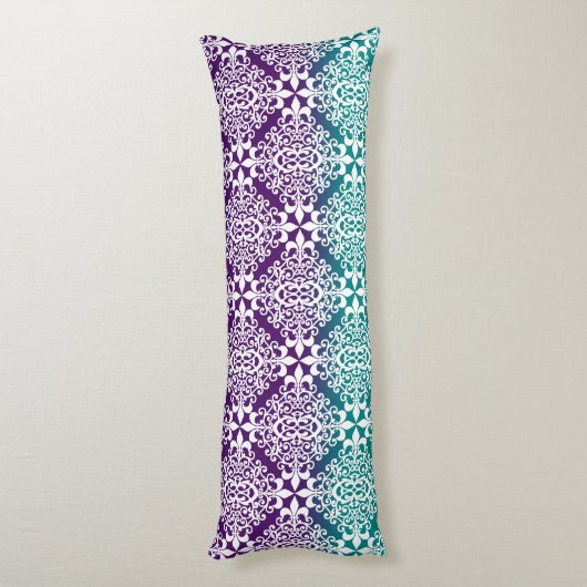  Blauwgroen Paarse en witte schade Lichaamskussen (Achterkant (Verticaal))