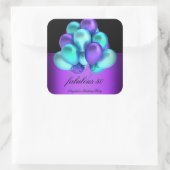 Blauwgroen Paarse Fabulous Black Balloons Partij Vierkante Sticker (Tas)