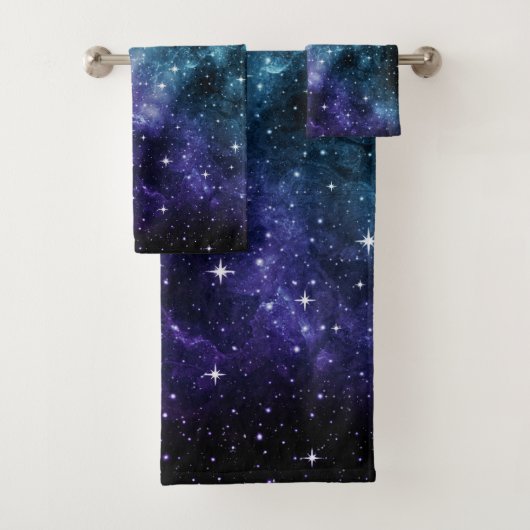 Blauwgroen Paarse galaxy Nebula Dream #1 Bad Handdoek (Insitu)